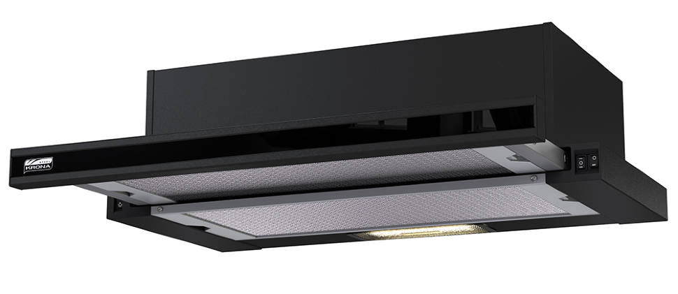 Krona steel KAMILLA 600 GLASS BLACK вытяжка кухонная