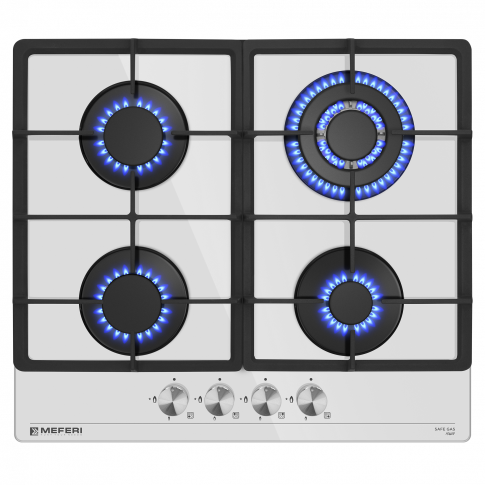 Meferi MGH604WH GLASS POWER газовая варочная панель