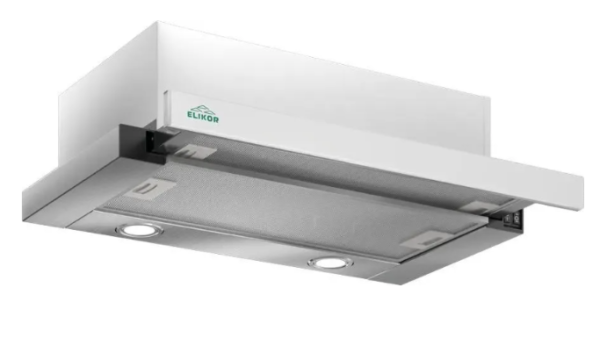 Elikor Интегра GLASS 45Н-400-В2Д нерж/стекло белое вытяжка выдвижная